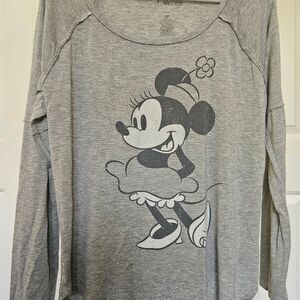 Disney Minnie Mouse Lightweight long sleeve Grey women's M shirt